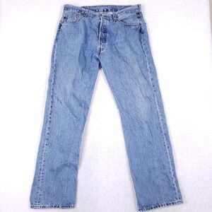 Levi's 501 Original Fit Jeans Men's W38 L34 Light Blue Straight Leg Button Fly